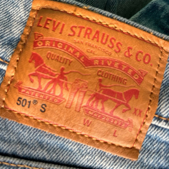 Revolve Levi's 501 Skinny Jeans Distressed Post Modern Blues 29/28 Button Fly - Picture 7 of 15